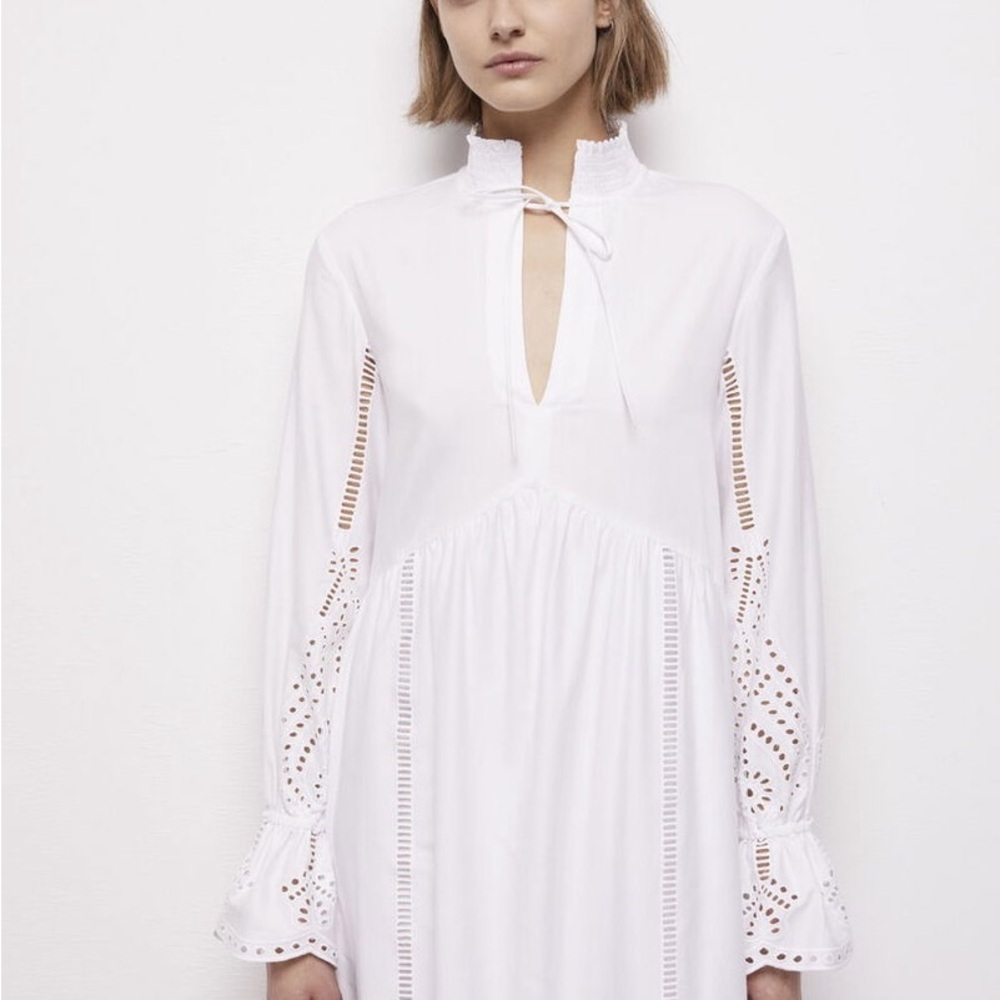 THE KOOPLES White Eyelet Embroidered Cotton Maxi Boho Dress NWT - Picture 6 of 14